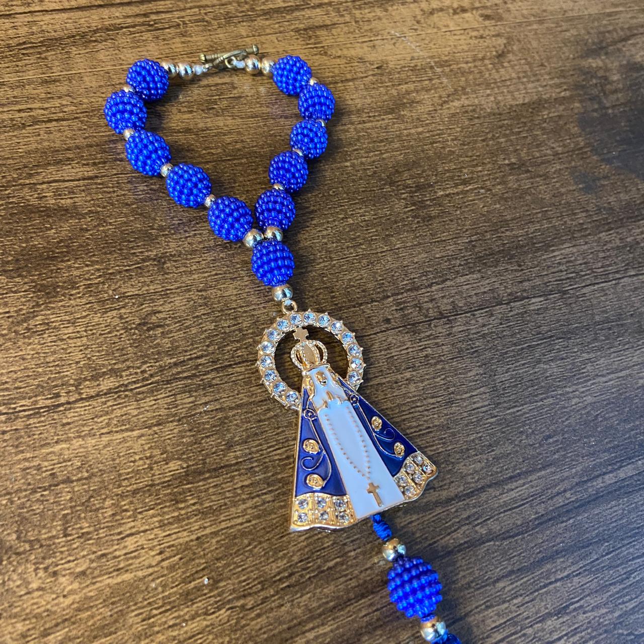 DEZENA PARA CARRO RAIADO NOSSA SENHORA APARECIDA AMORA AZUL 12MM (3 UNIDADES)