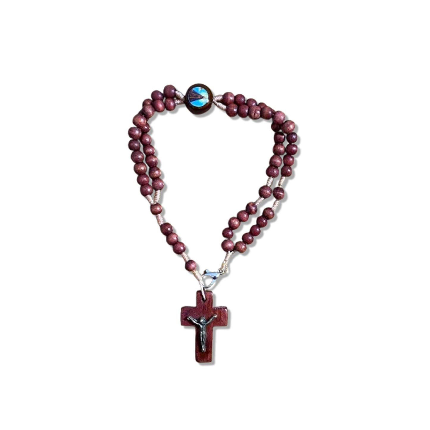 TERÇO PULSEIRA MADEIRA NOSSA SENHORA APARECIDA (12 UNIDADES)