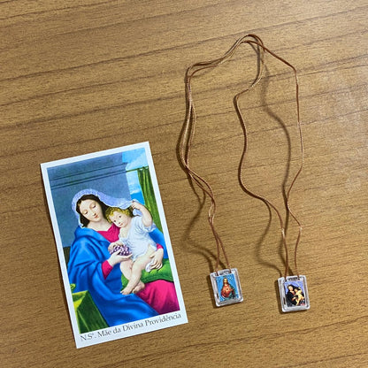 ESCAPULÁRIO CORDINHA SAGRADO CORAÇÃO DE JESUS E DIVINA PROVIDÊNCIA  (12 UNIDADES)