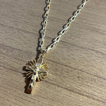 CORRENTE DOURADA COM CRUCIFIXO RAIADO ( 1 UNIDADE)