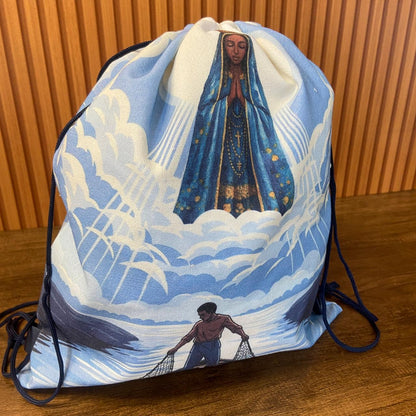 MOCHILA SACO NOSSA SENHORA APARECIDA 39,5x35,5CM  - MOD2 (1 UNIDADE)