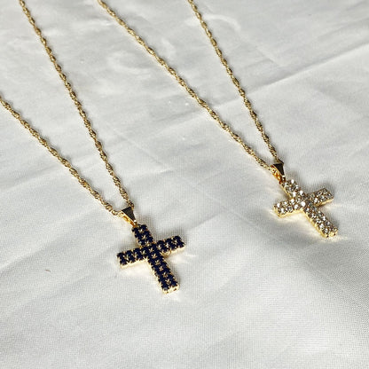 CORRENTE DOURADA CRUZ COM STRASS MOD1 (3 UNIDADES)