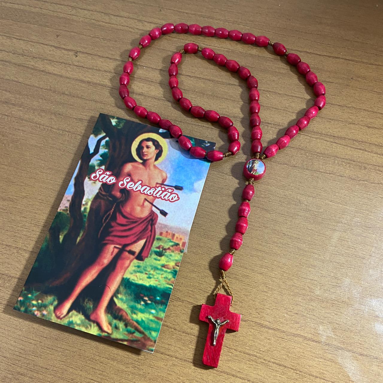 TERÇO DE MADEIRA SÃO SEBASTIÃO 8MM (3 UNIDADES)