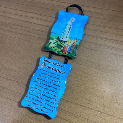 ADORNO DUPLO QUADRADO FITA NOSSA SENHORA DE FÁTIMA MOD2 (1 UNIDADE)