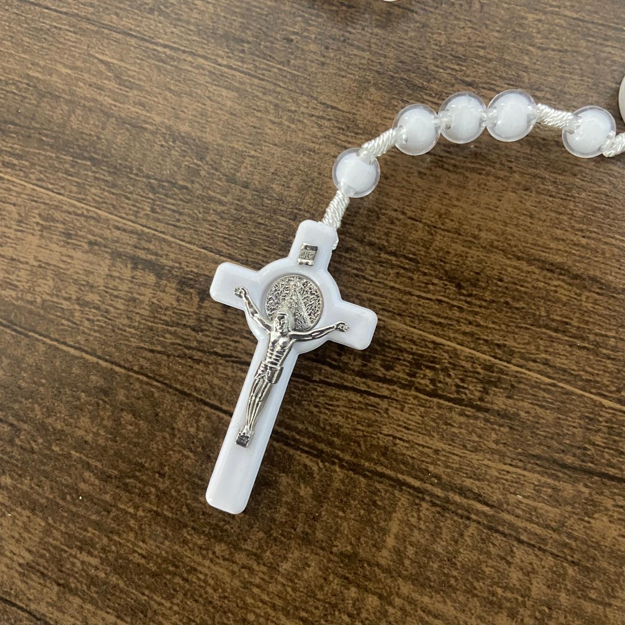 TERÇO NOSSA SENHORA APARECIDA  BRANCO 10MM (6 UNIDADES)
