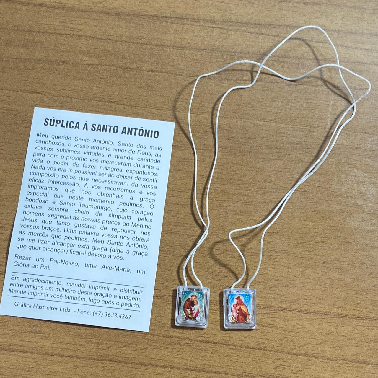 ESCAPULÁRIO CORDINHA NOSSA SENHORA DO CARMO E SANTO ANTÔNIO  (12 UNIDADES)