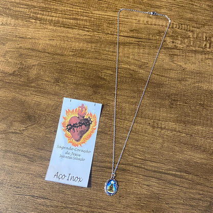 CORRENTE INOX COM MEDALHA RESINADA NOSSA SENHORA APARECIDA (3 UNIDADES)