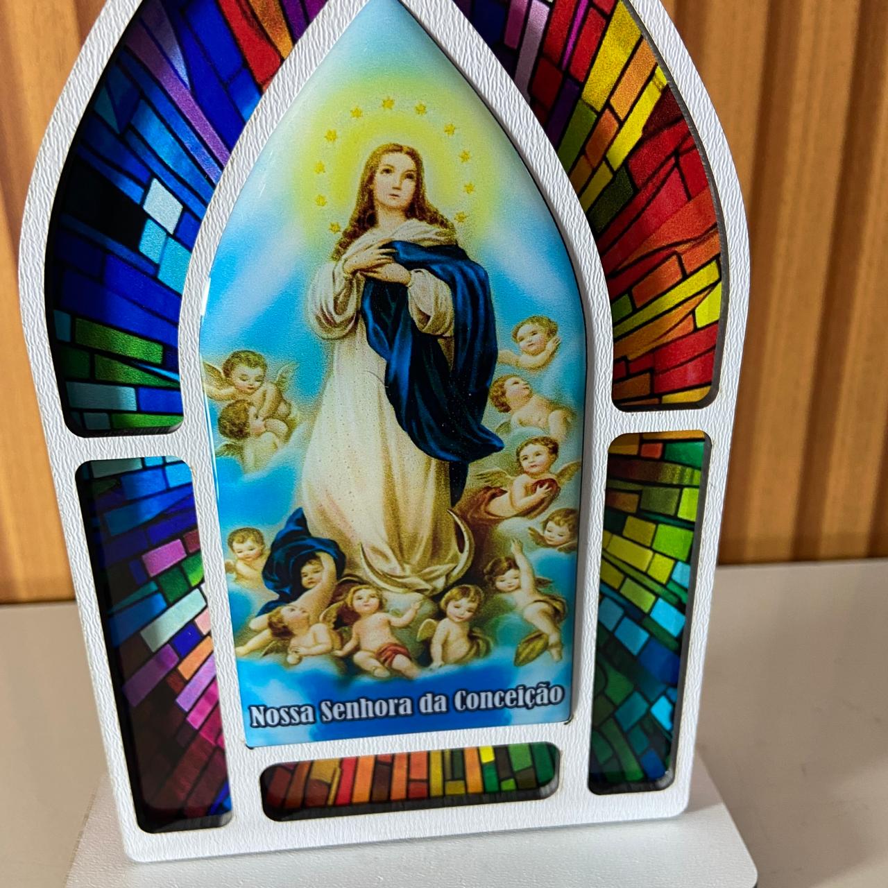 CAPELA MDF VITRAL NOSSA SENHORA DA IMACULADA CONCEIÇÃO 18CM (1 UNIDADE)