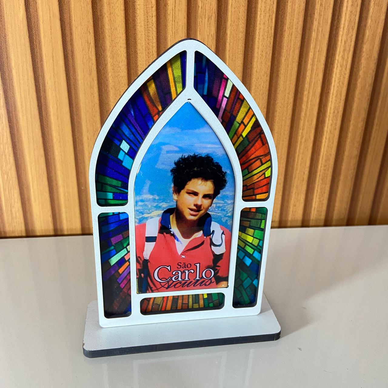 CAPELA MDF VITRAL SÃO CARLO ACUTIS 18CM (1 UNIDADE)