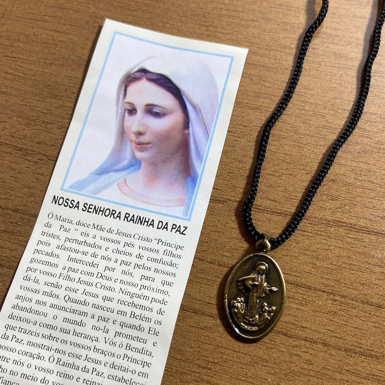 CORDÃO COM MEDALHA OURO VELHO RAINHA DA PAZ  (1 UNIDADES)