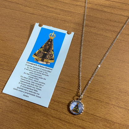 CORRENTE INOX COM MEDALHA RESINADA NOSSA SENHORA APARECIDA (3 UNIDADES)