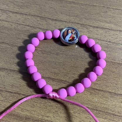 PULSEIRA EMBORRACHADA SANTA TERESINHA ROSA REGULÁVEL (6 UNIDADES)