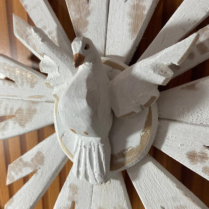 MANDALA MADEIRA BRANCA DIVINO ESPIRITO SANTO 33X33CM  (1 UNIDADE)