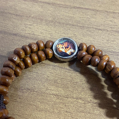 TERÇO PULSEIRA MADEIRA COM MEDALHA RESINADA SANTO ANTÔNIO  (6 UNIDADES)