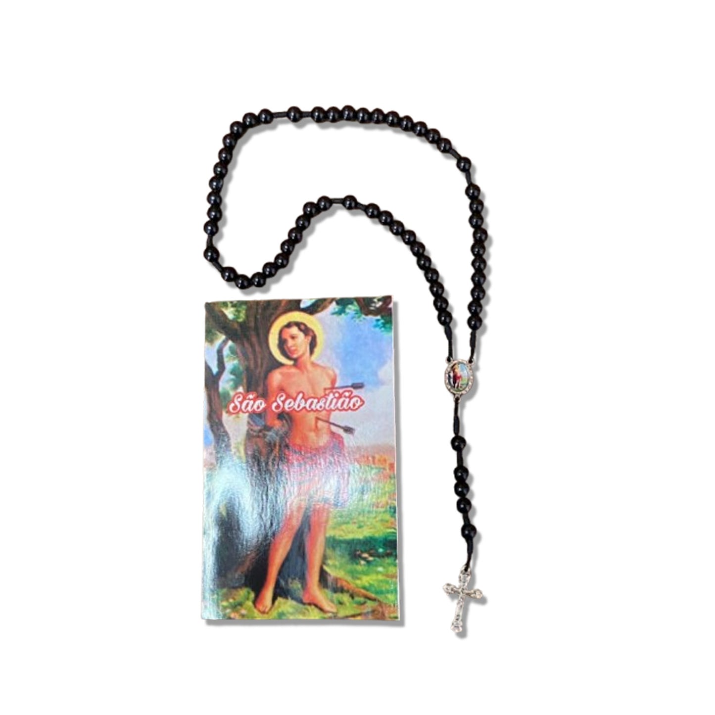 TERÇO PÉROLA PRETA SÃO SEBASTIÃO 8MM (1 UNIDADE)