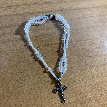 TERÇO PULSEIRA CRISTAL NOSSA SENHORA APARECIDA TRANSPARENTE MOD2  (3 UNIDADES)