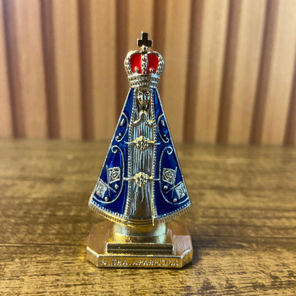 IMAGEM NOSSA SENHORA APARECIDA PARA CARRO DOURADO 06CM (12 UNIDADES)