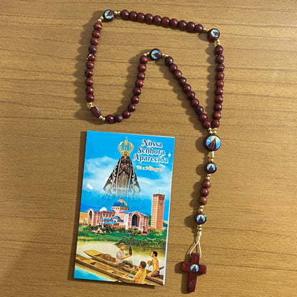 TERÇO DE MADEIRA NOSSA SENHORA APARECIDA 7 MEDALHAS (3 UNIDADES)