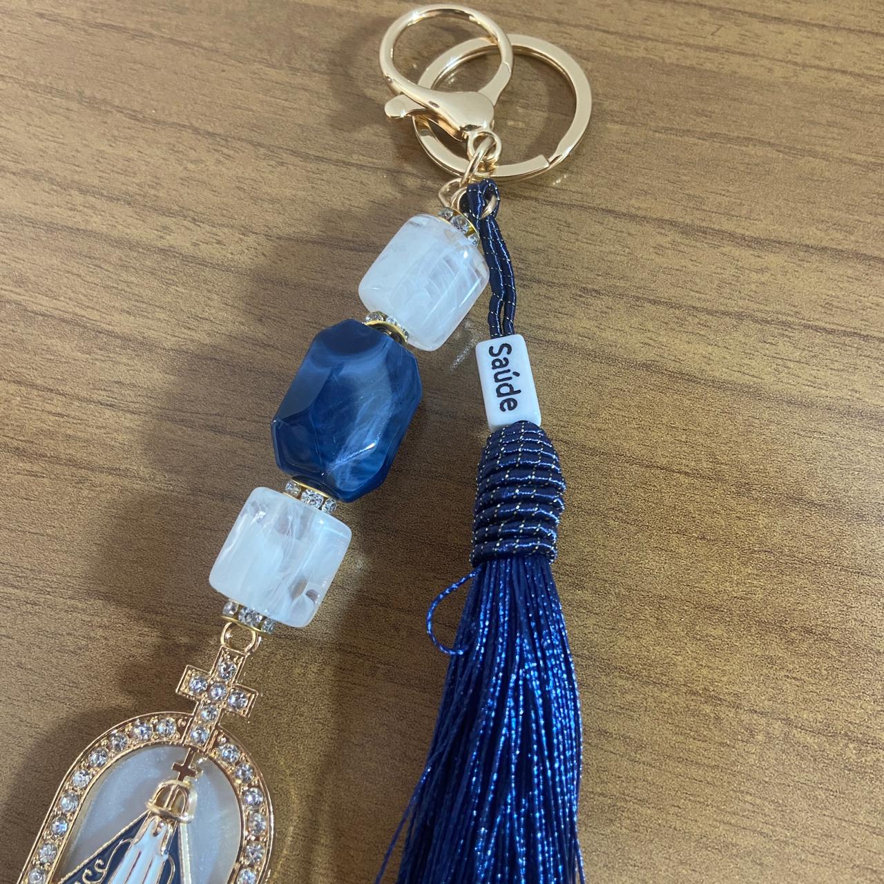 CHAVEIRO DE PEDRARIAS NOSSA SENHORA APARECIDA COM STRASS (1 UNIDADE)