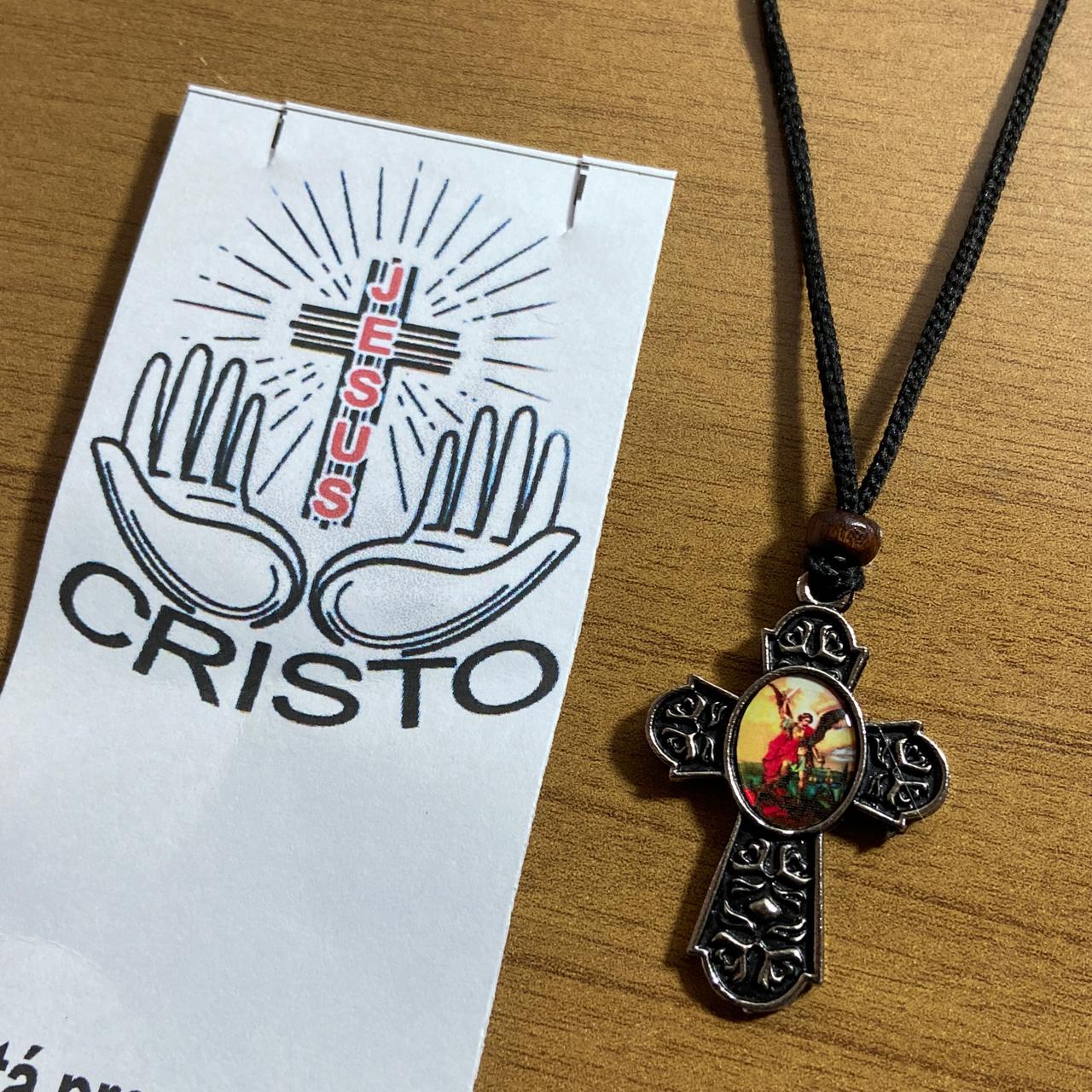 CORDÃO COM CRUZ RESINADA SAO MIGUEL ARCANJO ( 3 UNIDADES)