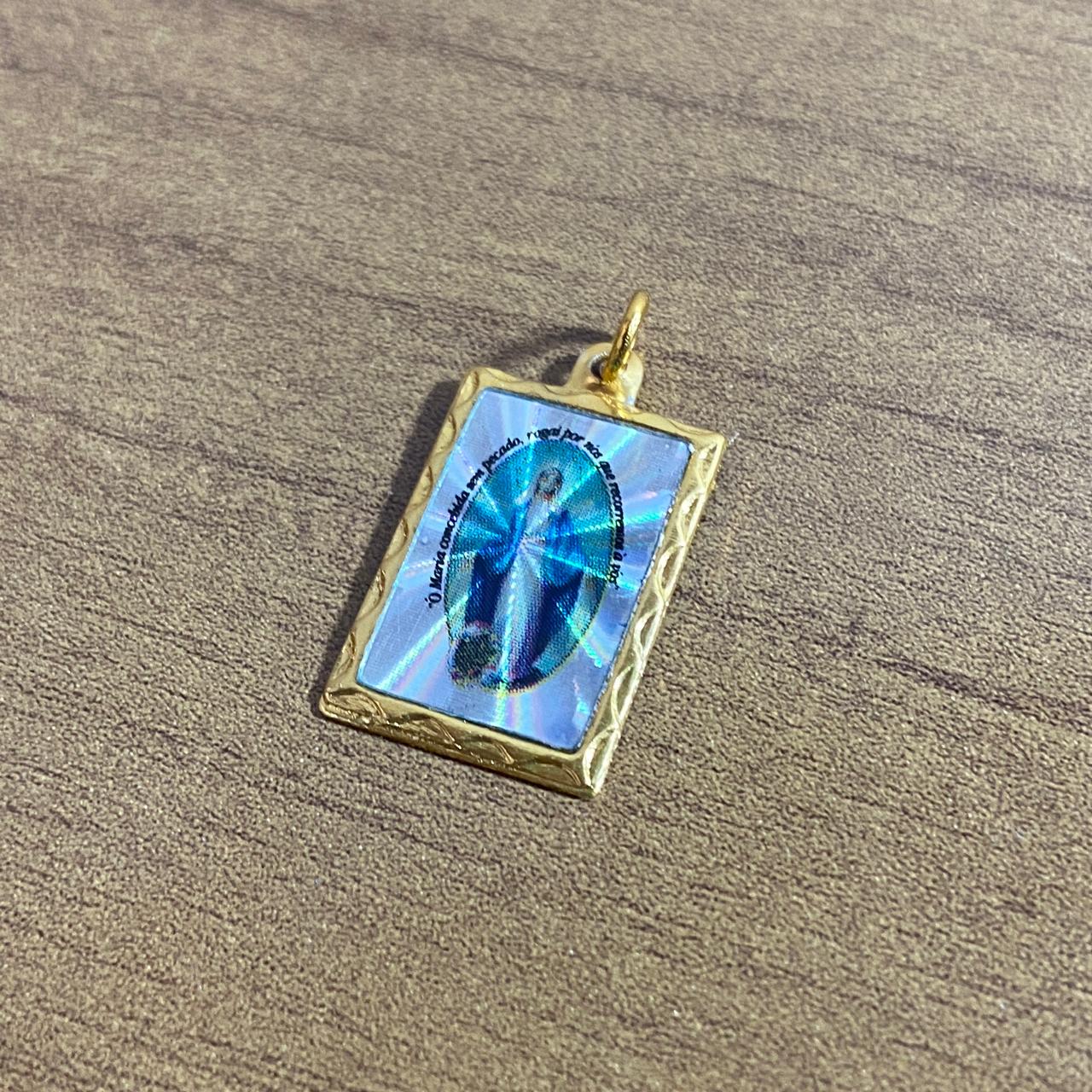 MEDALHA ALUMINIO QUADRADA NOSSA SENHORA DAS GRAÇAS  (12UNIDADES)