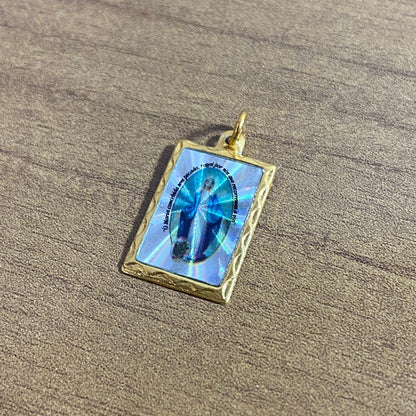 MEDALHA ALUMINIO QUADRADA NOSSA SENHORA DAS GRAÇAS  (12UNIDADES)