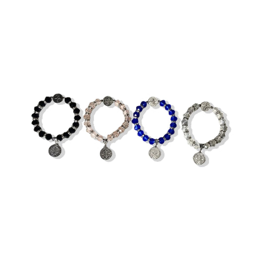 PULSEIRA CRISTAL MEDALHA SÃO BENTO CORES SORTIDAS (6 UNIDADES)