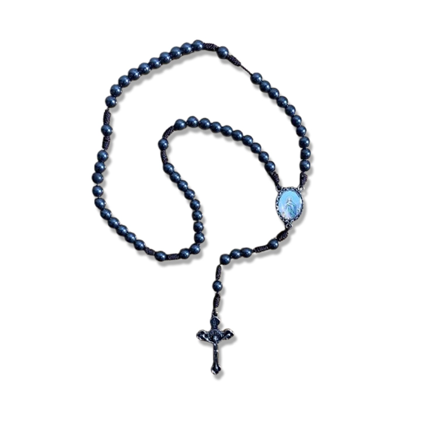 TERÇO DE HEMATITA NOSSA SENHORA DA IMACULADA CONCEIÇÃO 6MM (3 UNIDADES)