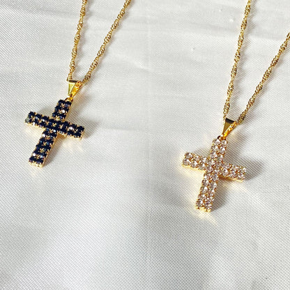 CORRENTE DOURADA CRUZ COM STRASS MOD1 (3 UNIDADES)