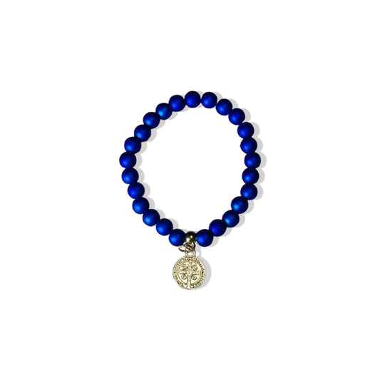 PULSEIRA PÉROLA AZUL MEDALHA SÃO BENTO  (03 UNIDADES)