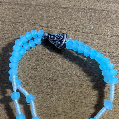 TERÇO PULSEIRA CRISTAL NOSSA SENHORA APARECIDA AZUL BEBÊ  (3 UNIDADES)