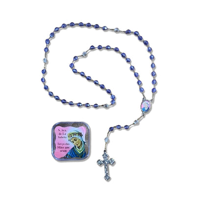 TERÇO SEMICRISTAL NA CAIXINHA NOSSA SENHORA DE SALETTE 6MM (6 UNIDADES)