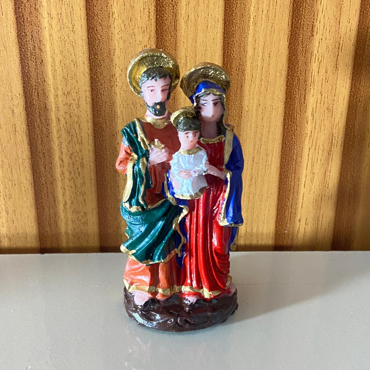 IMAGEM DE RESINA NACIONAL SAGRADA FAMÍLIA 07CM (3 UNIDADES)