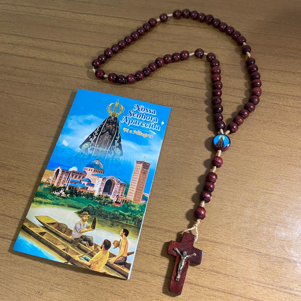 TERÇO DE MADEIRA NOSSA SENHORA APARECIDA 08MM MOD02 (3 UNIDADES)