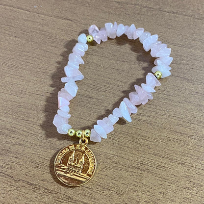 PULSEIRA CRISTAL ROSA NOSSA SENHORA APARECIDA  ( 1 UNIDADE)