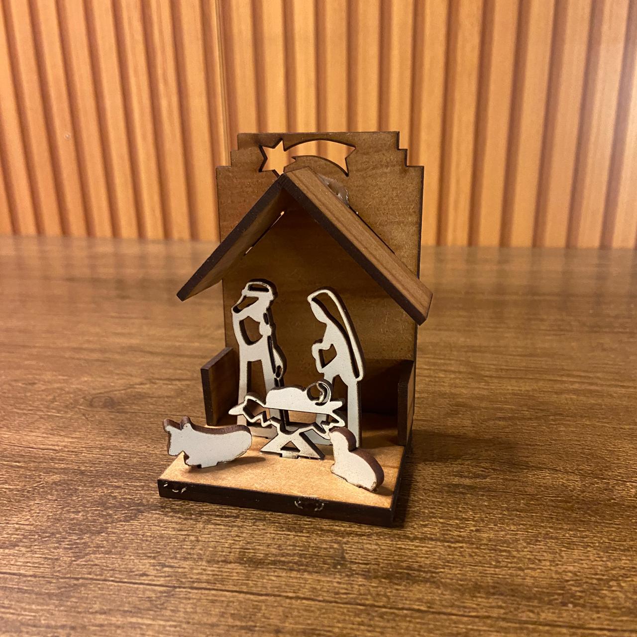 PRESÉPIO MDF  5 PEÇAS 9,5X6,5CM (1 UNIDADE)