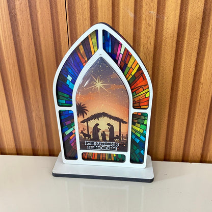 CAPELA MDF VITRAL PRESÉPIO MOD1 18CM (1 UNIDADE)