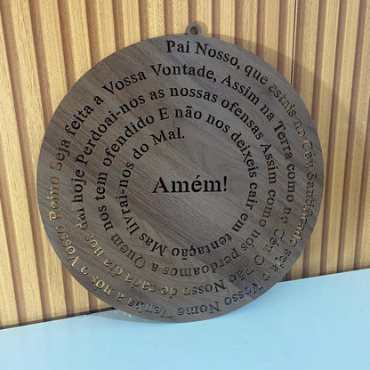 MANDALA MDF TABACO ORAÇÃO DO PAI NOSSO 30CM (1 UNIDADE)