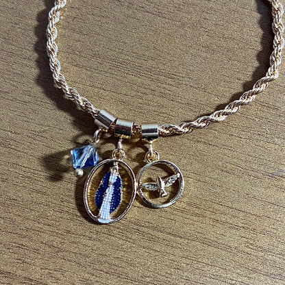 PULSEIRA DOURADA NOSSA SENHORA DAS GRAÇAS COM CRISTAL (6 UNIDADES)