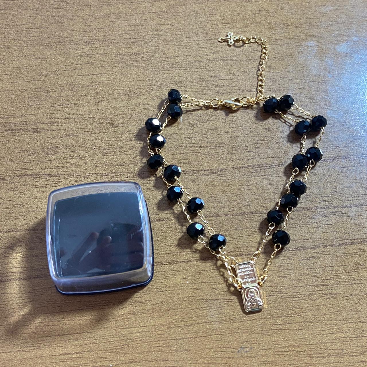 PULSEIRA ESCAPULARIO CRISTAL PRETO (3 UNIDADES)
