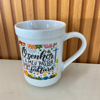 CANECA BRANCA O SENHOR É MEU PASTOR... 220ML (1 UNIDADE)