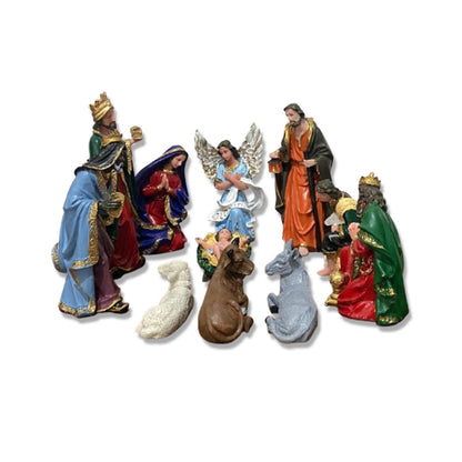 PRESÉPIO DE RESINA NACIONAL 11 PEÇAS - 22CM (CONJUNTO)