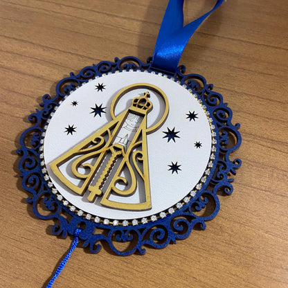 MANDALA MDF NOSSA SENHORA APARECIDA EM RELEVO COM ACRÍLICO   (1 UNIDADE)