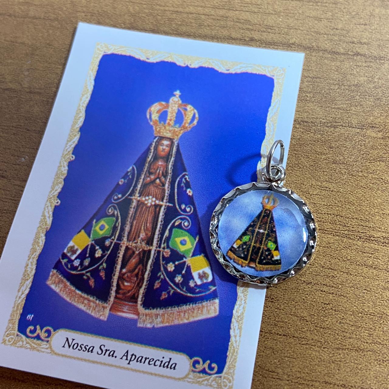 MEDALHA NÍQUEL RESINADA NOSSA SENHORA APARECIDA (6 UNIDADE)