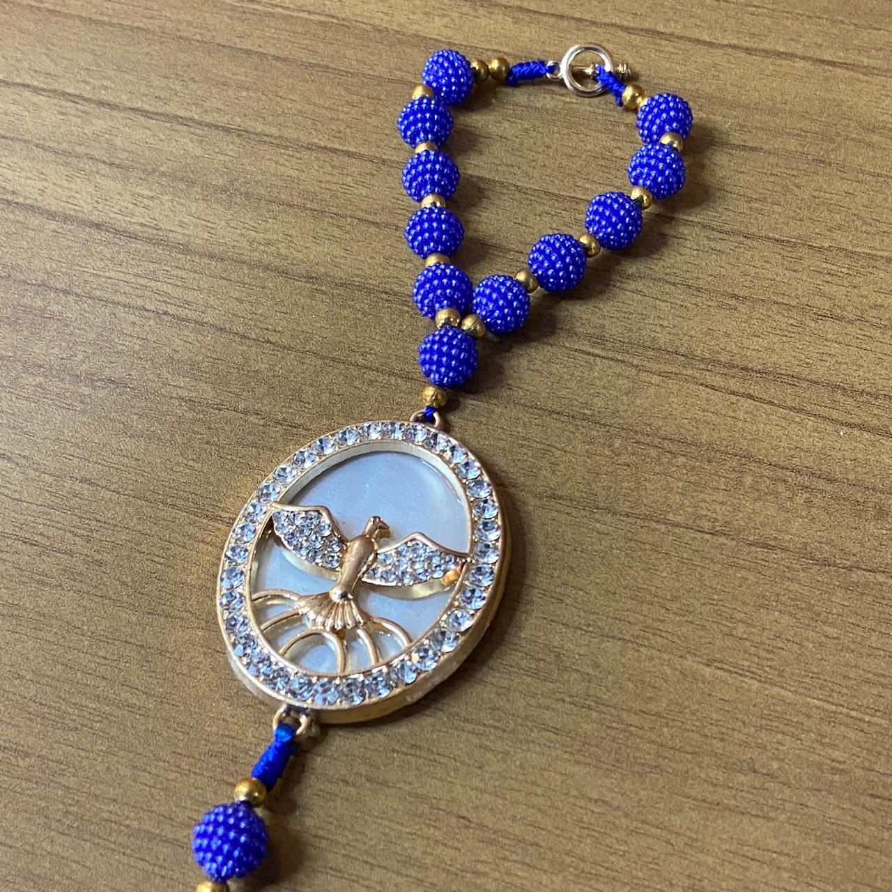 DEZENA PARA CARRO DIVINO ESPÍRITO SANTO AMORA AZUL MOD2 10MM (3 UNIDADES)