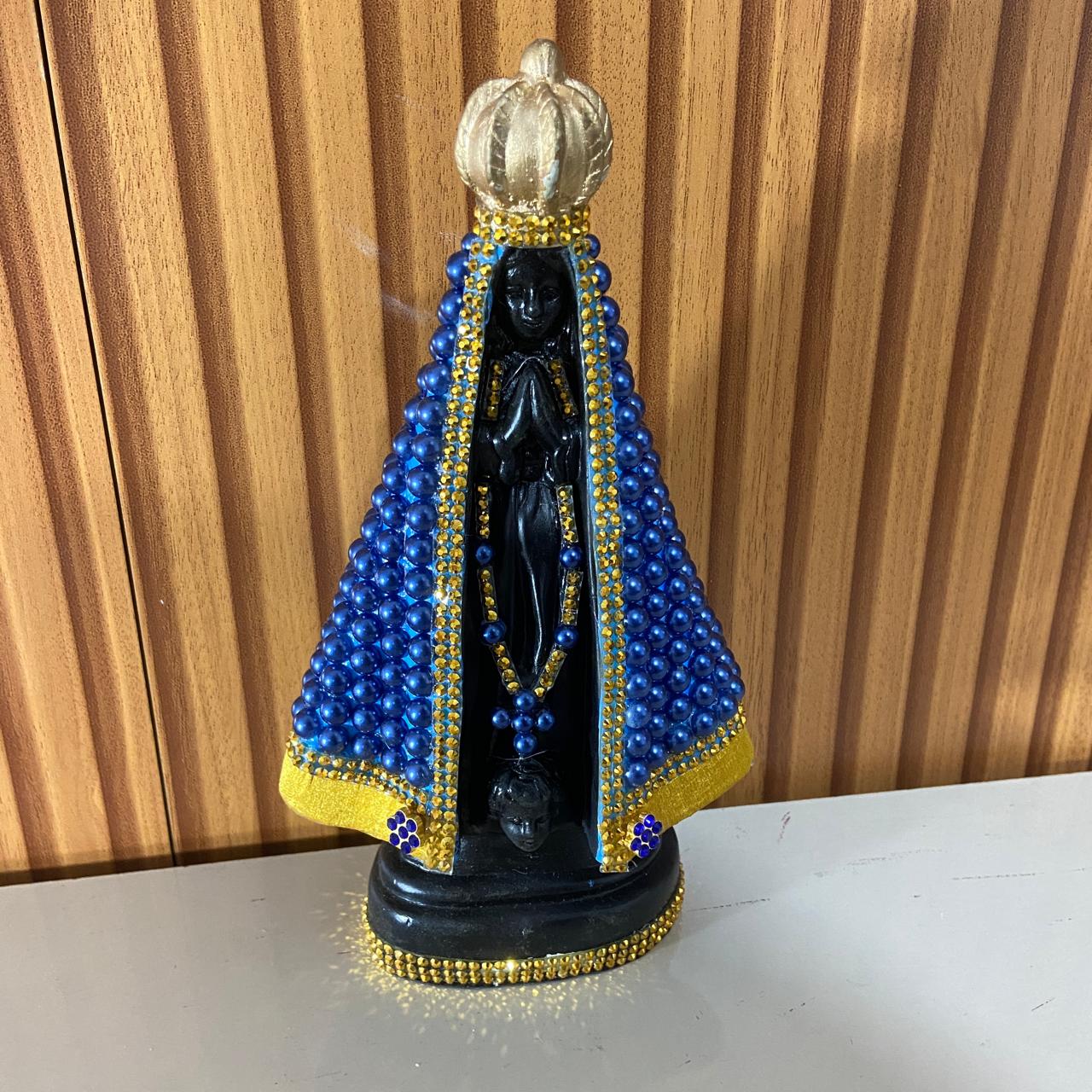 IMAGEM DE GESSO NOSSA SENHORA APARECIDA PÉROLA AZUL 23CM (1 UNIDADE)