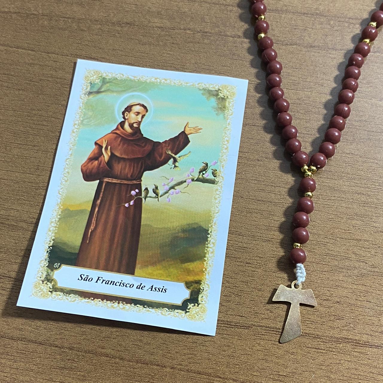 TERÇO SÃO FRANCISCO MARROM 6MM (1 UNIDADE)