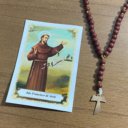TERÇO SÃO FRANCISCO MARROM 6MM (1 UNIDADE)