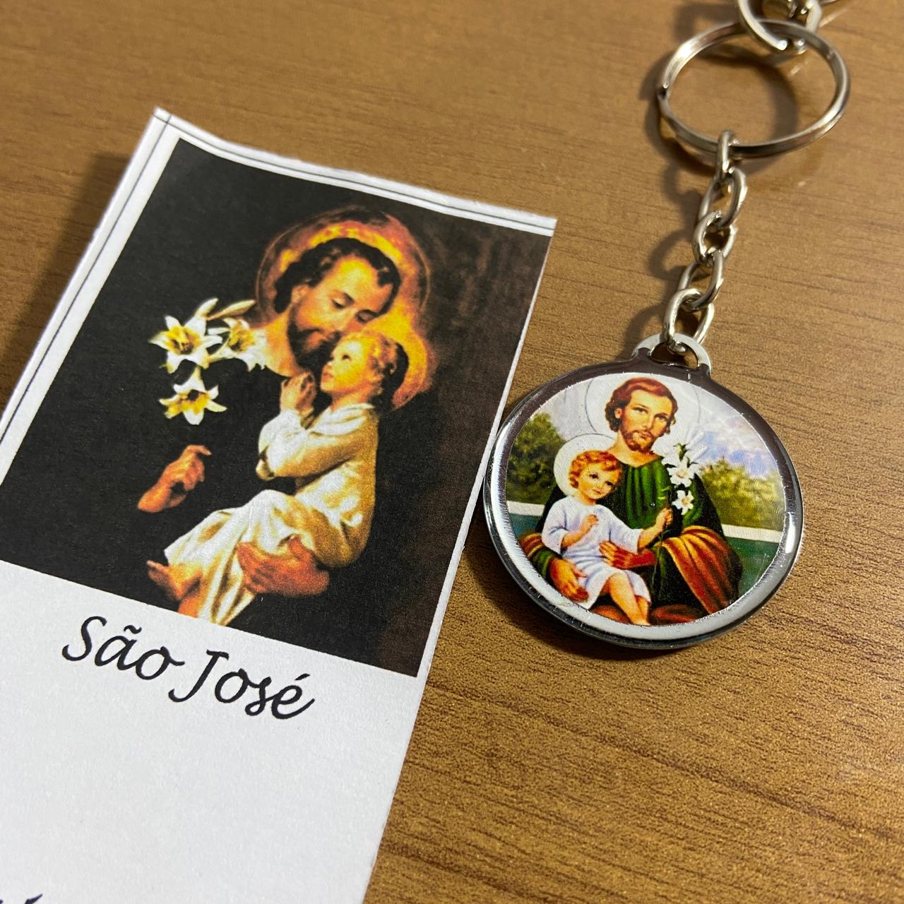 CHAVEIRO METAL DUPLA FACE COM MOSQUETE SÃO JOSÉ (6 UNIDADES)