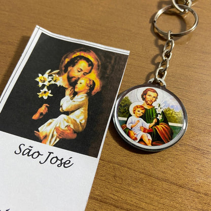 CHAVEIRO METAL DUPLA FACE COM MOSQUETE SÃO JOSÉ (6 UNIDADES)